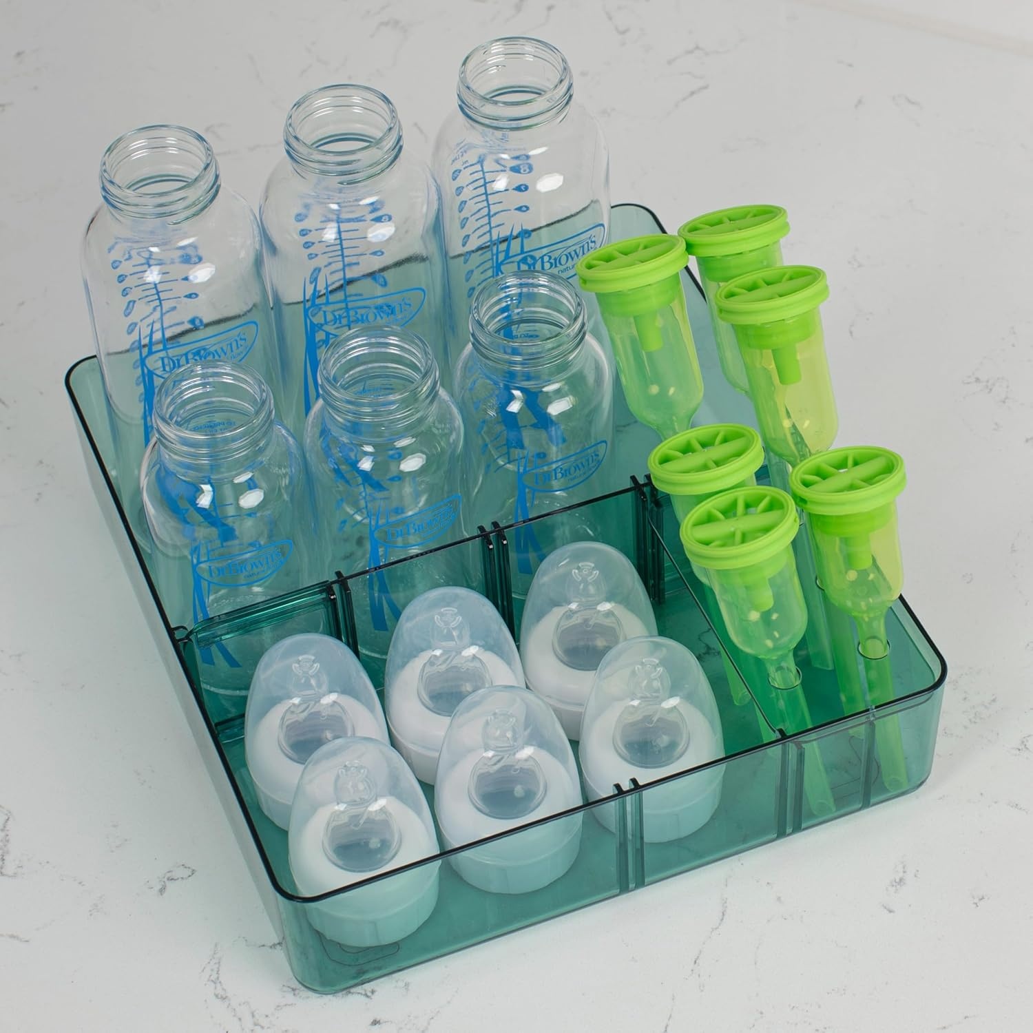 image:imageDr Browns Baby Bottle Storage Tray with Customizable Compartments Store and Organize Bottles Parts and Accessories BPAFree