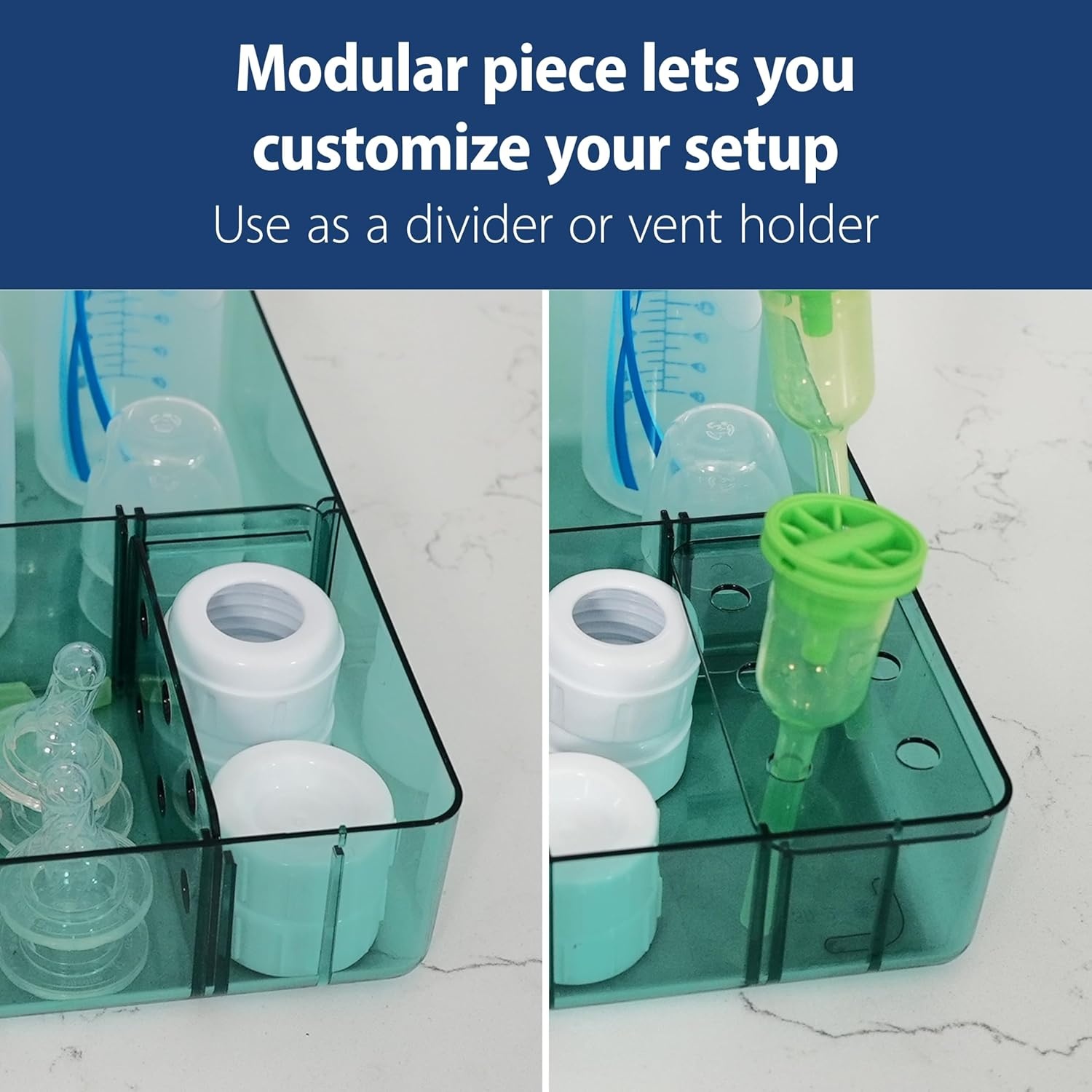 image:imageDr Browns Baby Bottle Storage Tray with Customizable Compartments Store and Organize Bottles Parts and Accessories BPAFree