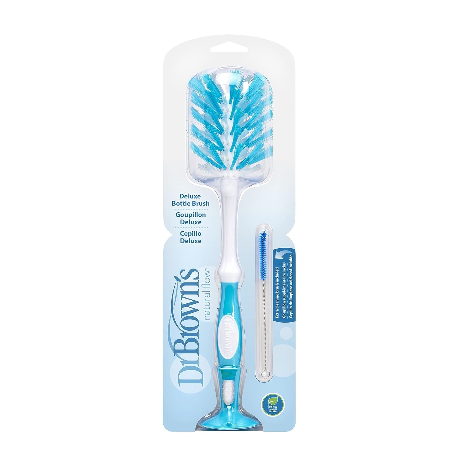 image:imageDr Browns Deluxe Baby Bottle Cleaning Brush with Vent Brush 1Pack Dr Browns AntiColic Options VentReservoir Cleaning Brushes BPAFree Blue 5 Count