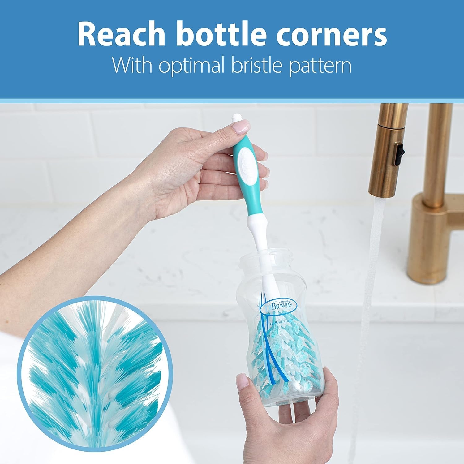 image:imageDr Browns Deluxe Baby Bottle Cleaning Brush with Vent Brush 1Pack Dr Browns AntiColic Options VentReservoir Cleaning Brushes BPAFree Blue 5 Count