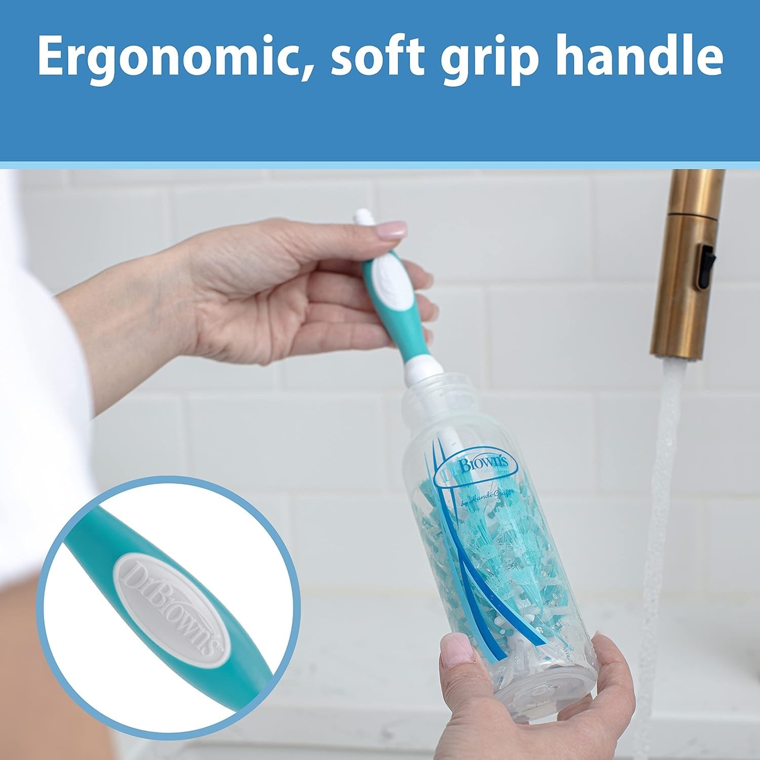 image:imageDr Browns Deluxe Baby Bottle Cleaning Brush with Vent Brush 1Pack Dr Browns AntiColic Options VentReservoir Cleaning Brushes BPAFree Blue 5 Count
