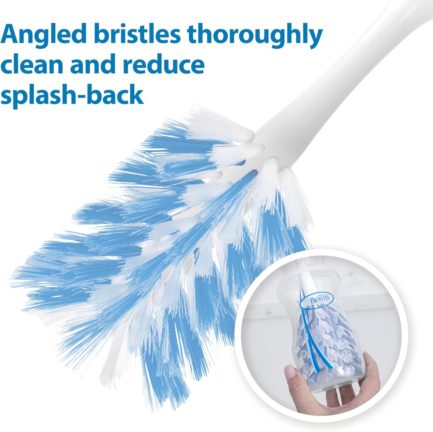 image:imageDr Browns Deluxe Bottle Brush for Cleaning Baby Bottles Nipples and Sippy Cups with Suction Cup Stand and Vent Brush BPAFree Blue 1Pack Packaging and Color May Vary1Pack Blue