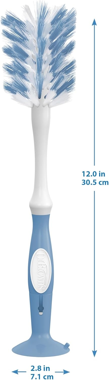 image:imageDr Browns Deluxe Bottle Brush for Cleaning Baby Bottles Nipples and Sippy Cups with Suction Cup Stand and Vent Brush BPAFree Blue 1Pack Packaging and Color May Vary1Pack Blue