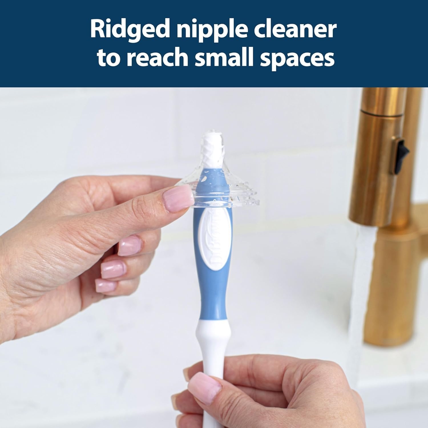 image:imageDr Browns Deluxe Bottle Brush for Cleaning Baby Bottles Nipples and Sippy Cups with Suction Cup Stand and Vent Brush BPAFree Blue 1Pack Packaging and Color May Vary3Pack Blue