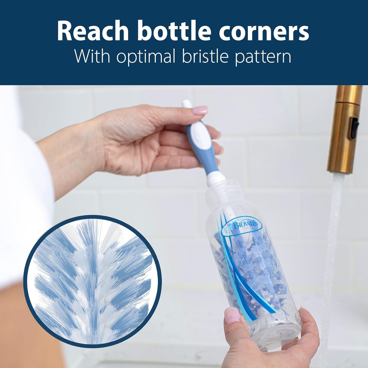 image:imageDr Browns Deluxe Bottle Brush for Cleaning Baby Bottles Nipples and Sippy Cups with Suction Cup Stand and Vent Brush BPAFree Blue 1Pack Packaging and Color May Vary3Pack Blue