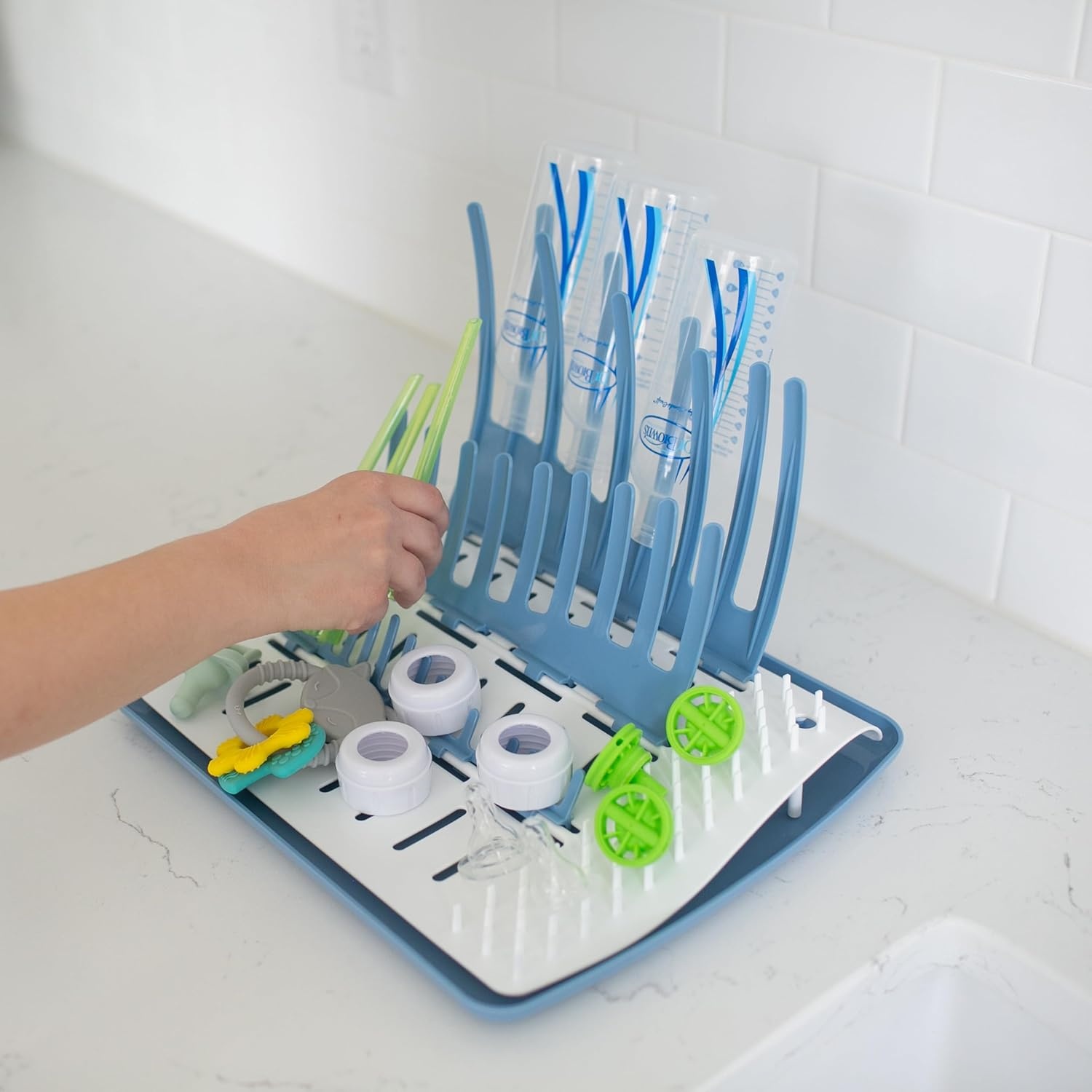image:imageDr Browns Folding Baby Bottle Drying Rack for Easy Storage Dry Nipples Pacifiers and Other Baby Essentials BPA FreeFolding Drying Rack