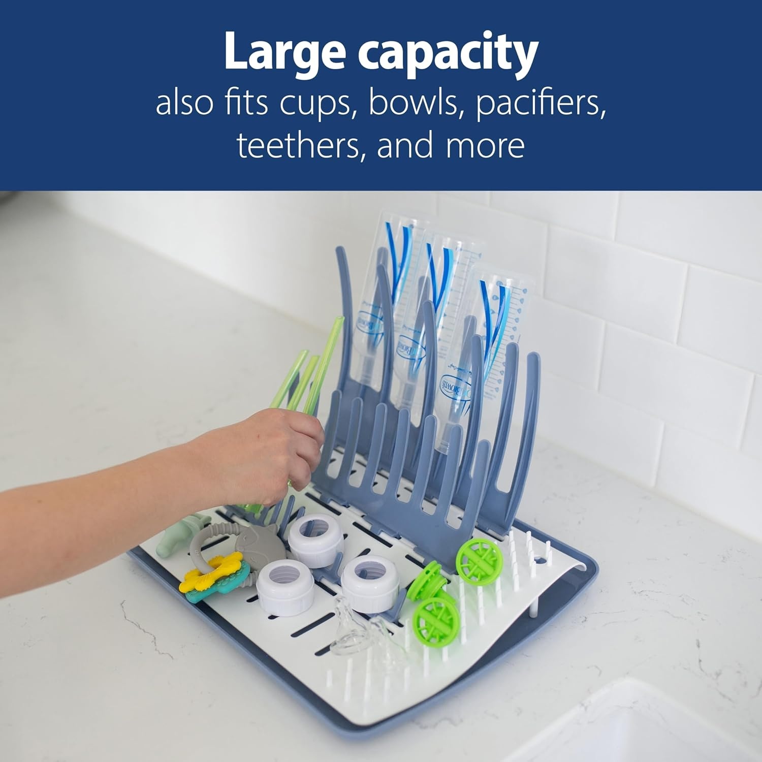 image:imageDr Browns Folding Baby Bottle Drying Rack for Easy Storage Dry Nipples Pacifiers and Other Baby Essentials BPA FreeFolding Drying Rack Pack of 6