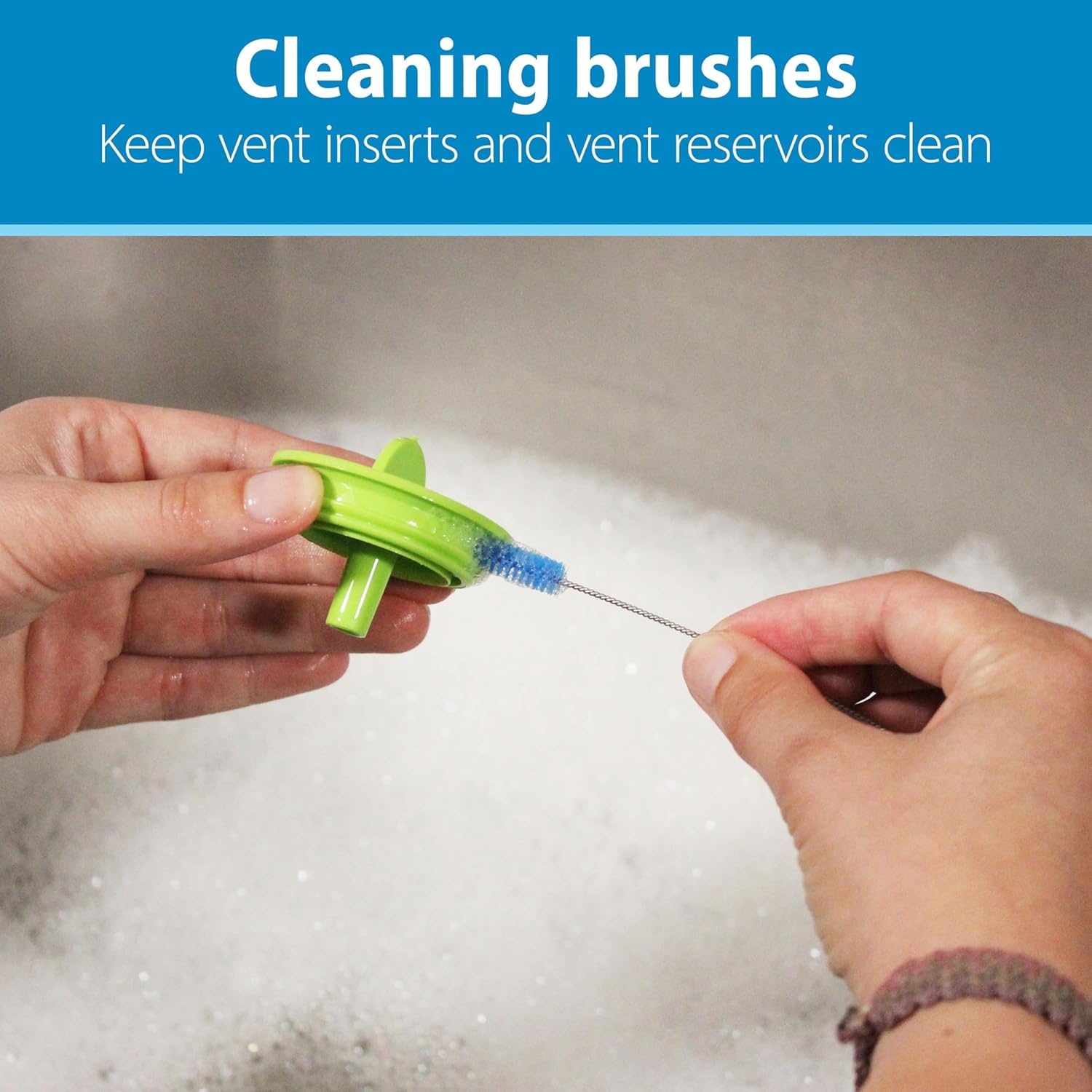 image:imageDr Browns Natural Flow Reusable Baby Bottle Vent System and Reservoir Cleaning Bristle Brush BPA Free Blue Brushes 4Pack12 Pack