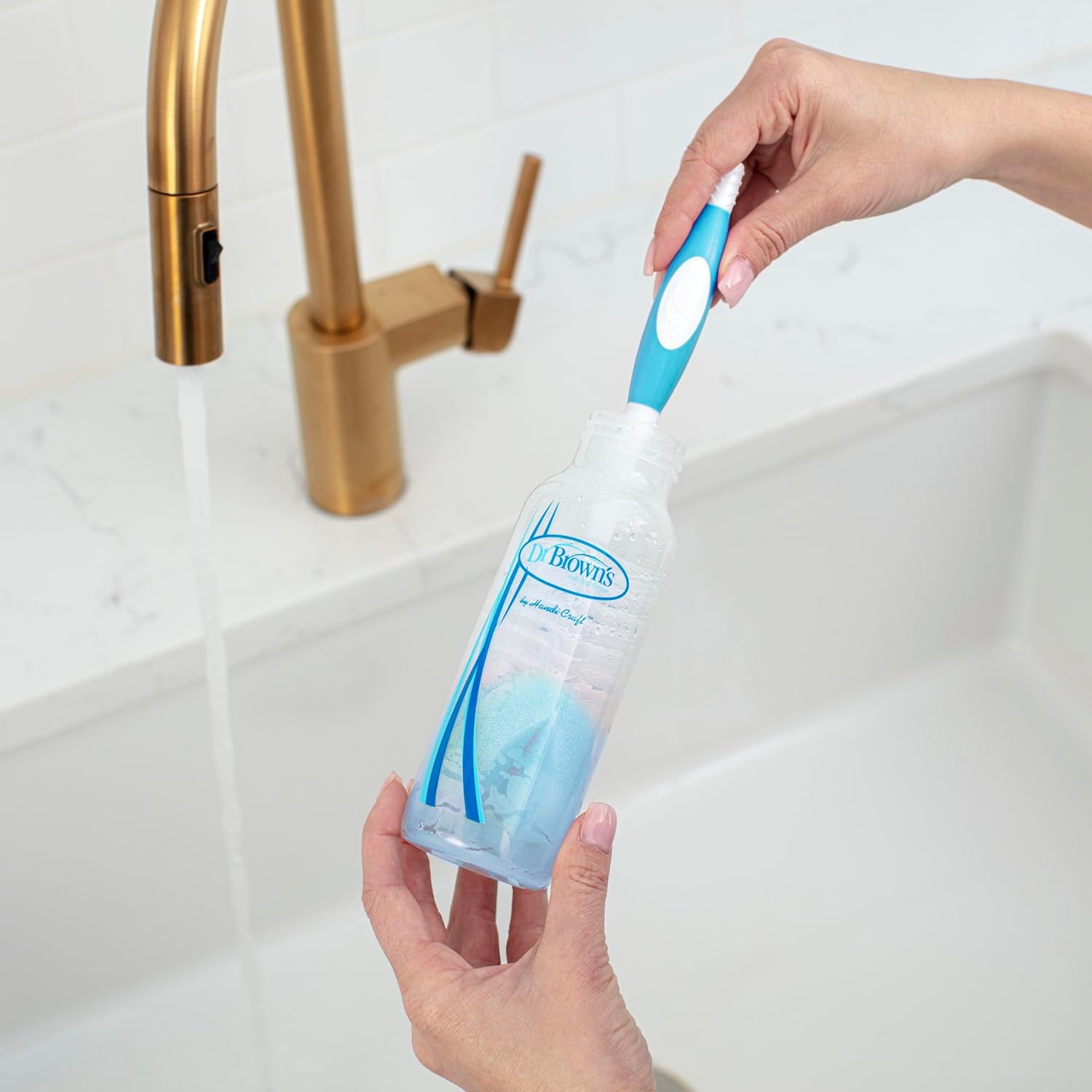 image:imageDr Browns Reusable Sponge Baby Bottle Cleaning Brush with Suction Cup Stand Scrubber and Nipple Cleaner BPAFree Gray 1Pack1pack Blue