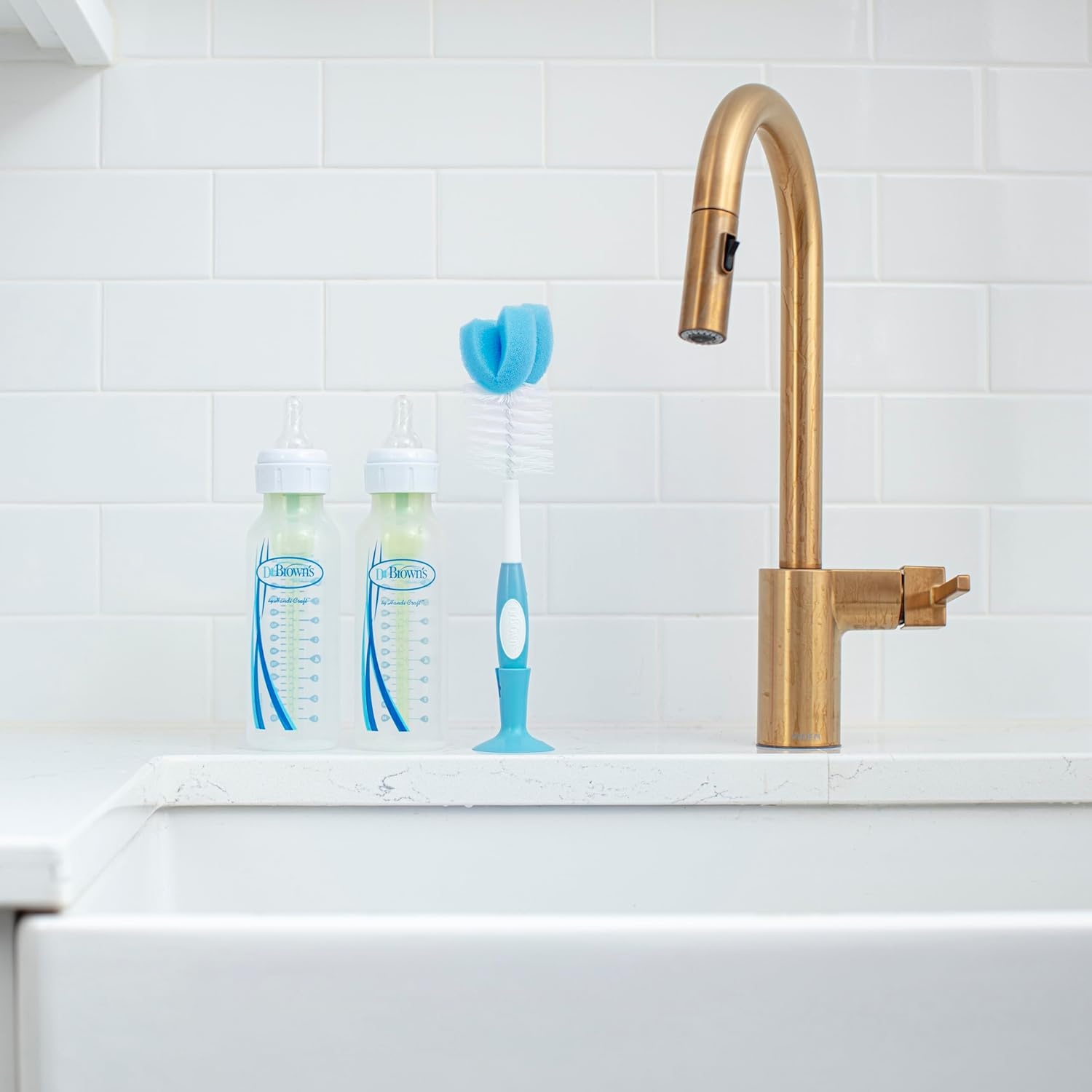 image:imageDr Browns Reusable Sponge Baby Bottle Cleaning Brush with Suction Cup Stand Scrubber and Nipple Cleaner BPAFree Gray 1Pack1pack Blue