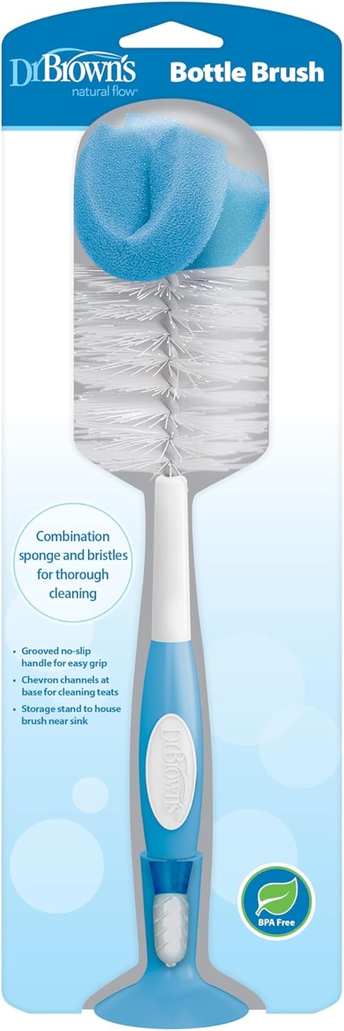 image:imageDr Browns Reusable Sponge Baby Bottle Cleaning Brush with Suction Cup Stand Scrubber and Nipple Cleaner BPAFree Gray 1Pack1pack Blue