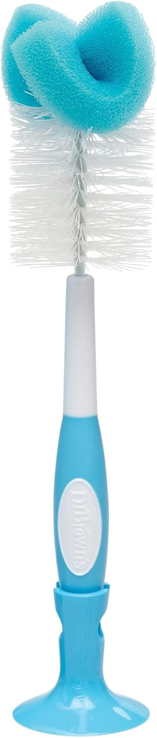 image:imageDr Browns Reusable Sponge Baby Bottle Cleaning Brush with Suction Cup Stand Scrubber and Nipple Cleaner BPAFree Gray 1Pack1pack Blue