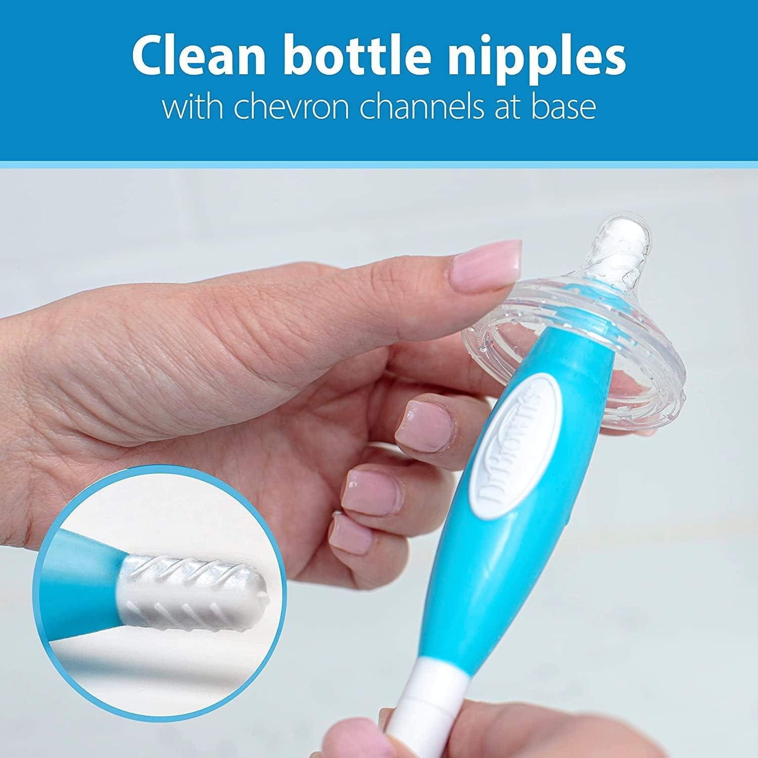 image:imageDr Browns Reusable Sponge Baby Bottle Cleaning Brush with Suction Cup Stand Scrubber and Nipple Cleaner BPAFree Gray 1PackBlue Variety Pack