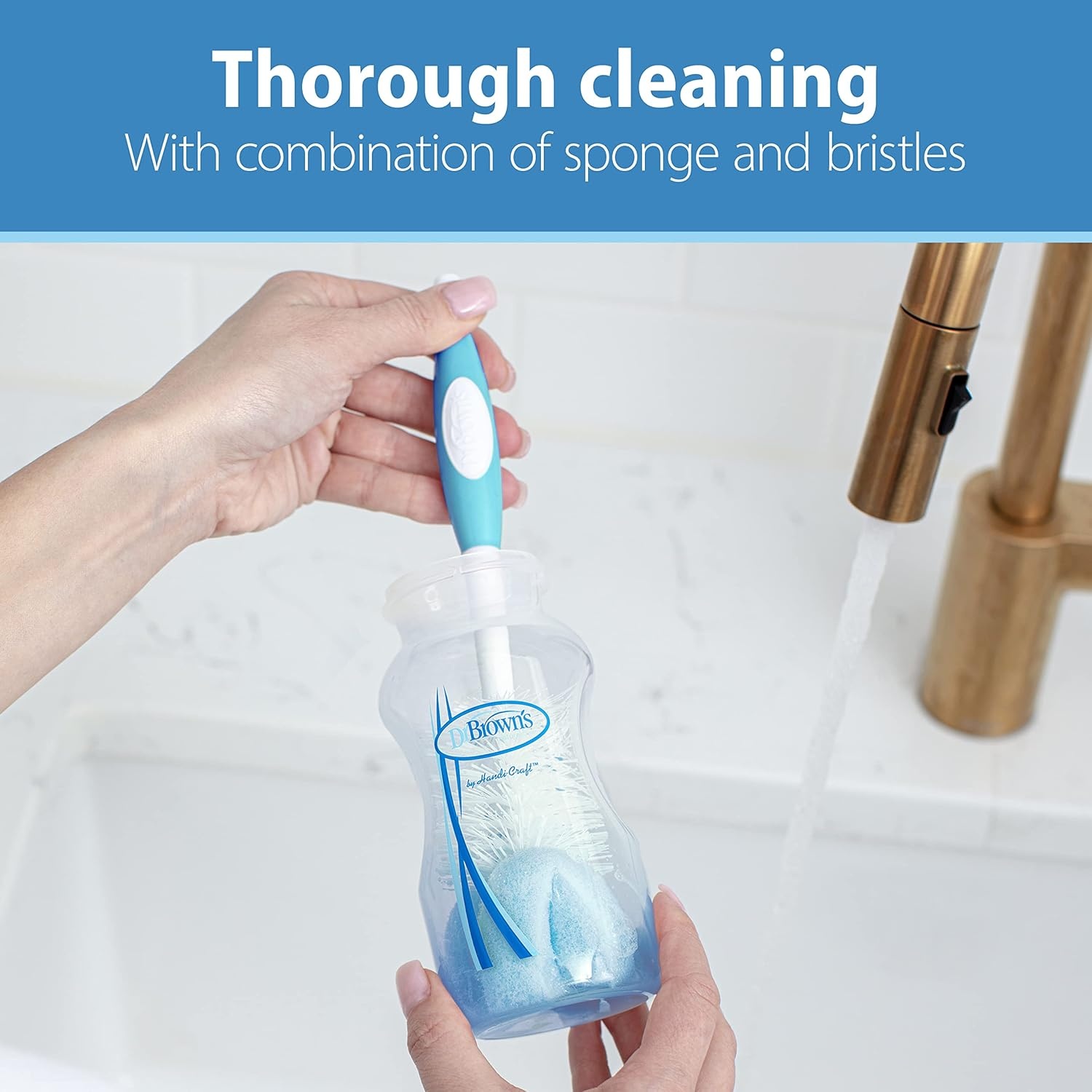 image:imageDr Browns Reusable Sponge Baby Bottle Cleaning Brush with Suction Cup Stand Scrubber and Nipple Cleaner Pink 1Pack1pack Blue