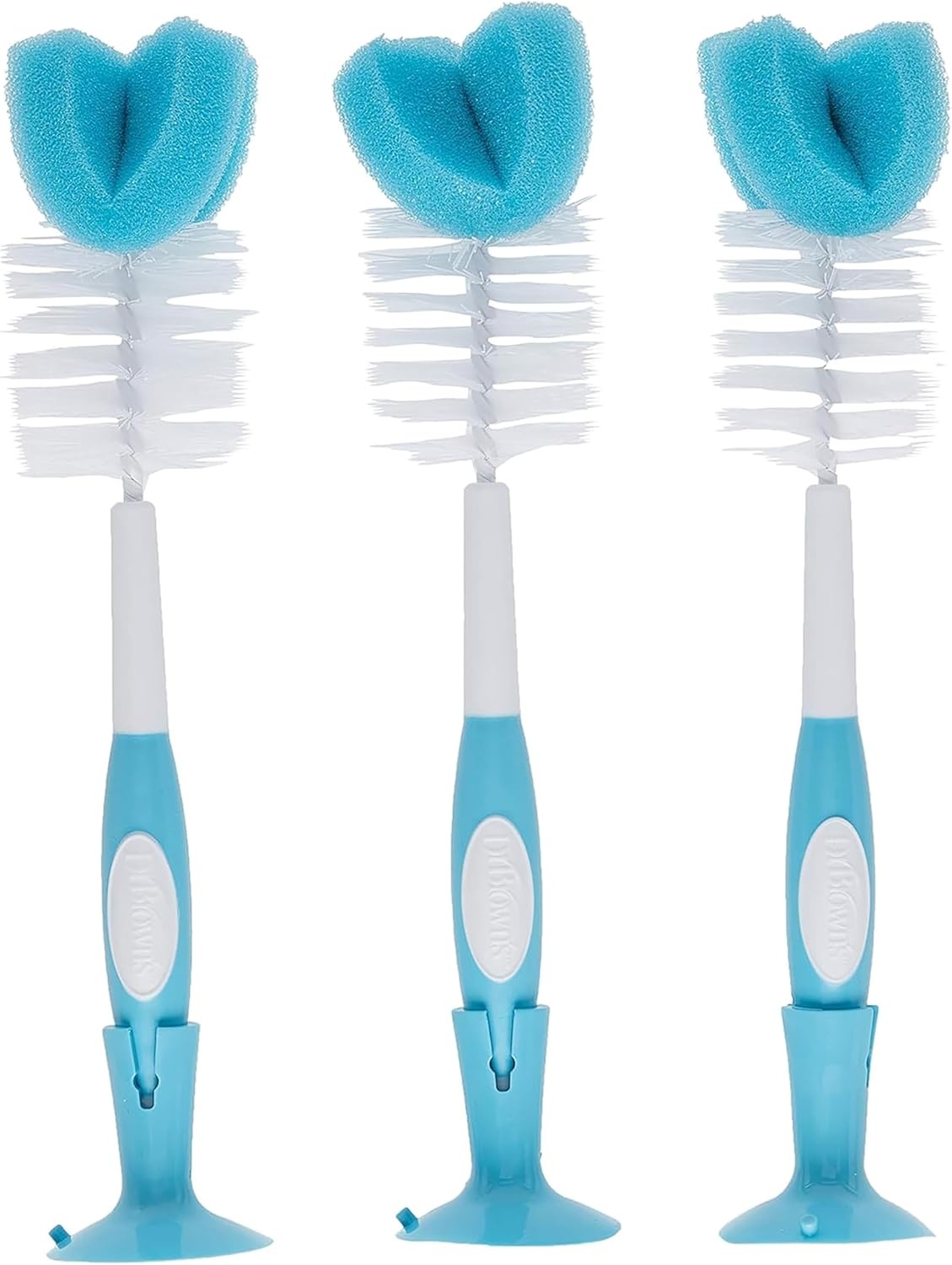 image:imageDr Browns Reusable Sponge Baby Bottle Cleaning Brush with Suction Cup Stand Scrubber and Nipple Cleaner Pink 1PackBlue Bottle Brush