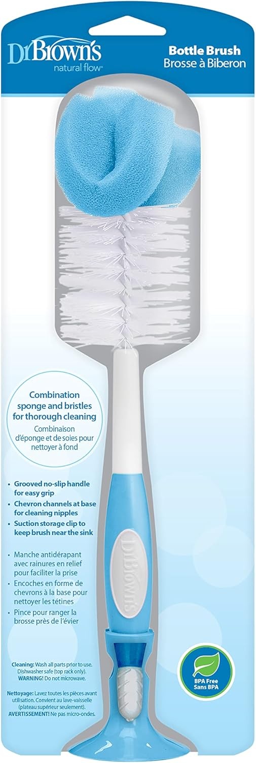 image:imageDr Browns Reusable Sponge Baby Bottle Cleaning Brush with Suction Cup Stand Scrubber and Nipple Cleaner Pink 1PackBlue Bottle Brush