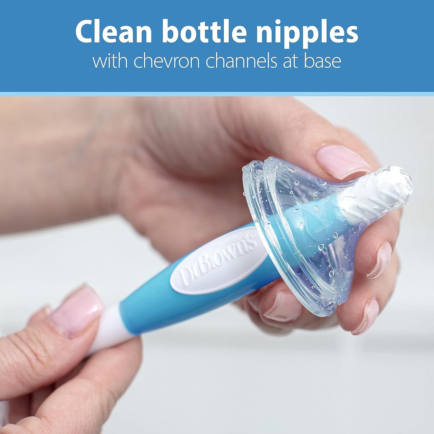 image:imageDr Browns Reusable Sponge Baby Bottle Cleaning Brush with Suction Cup Stand Scrubber and Nipple Cleaner Pink 1PackBlue Bottle Brush
