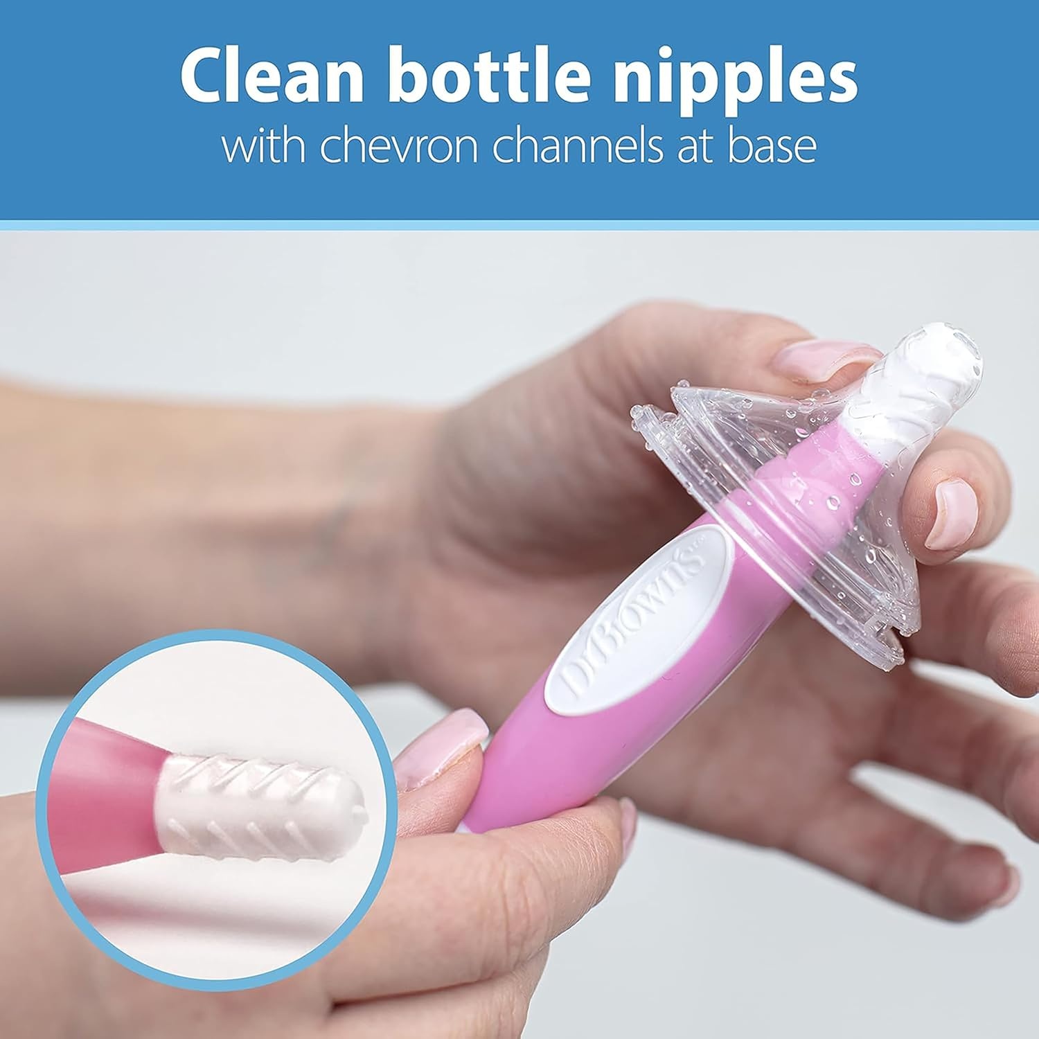 image:imageDr Browns Reusable Sponge Baby Bottle Cleaning Brush with Suction Cup Stand Scrubber and Nipple Cleaner Pink 1PackPink Bottle Brush