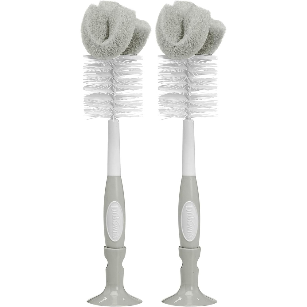 image:imageDr Browns Reusable Sponge Baby Bottle Cleaning Brush with Suction Cup Stand Scrubber and Nipple Cleaner BPAFree Gray 1PackGray