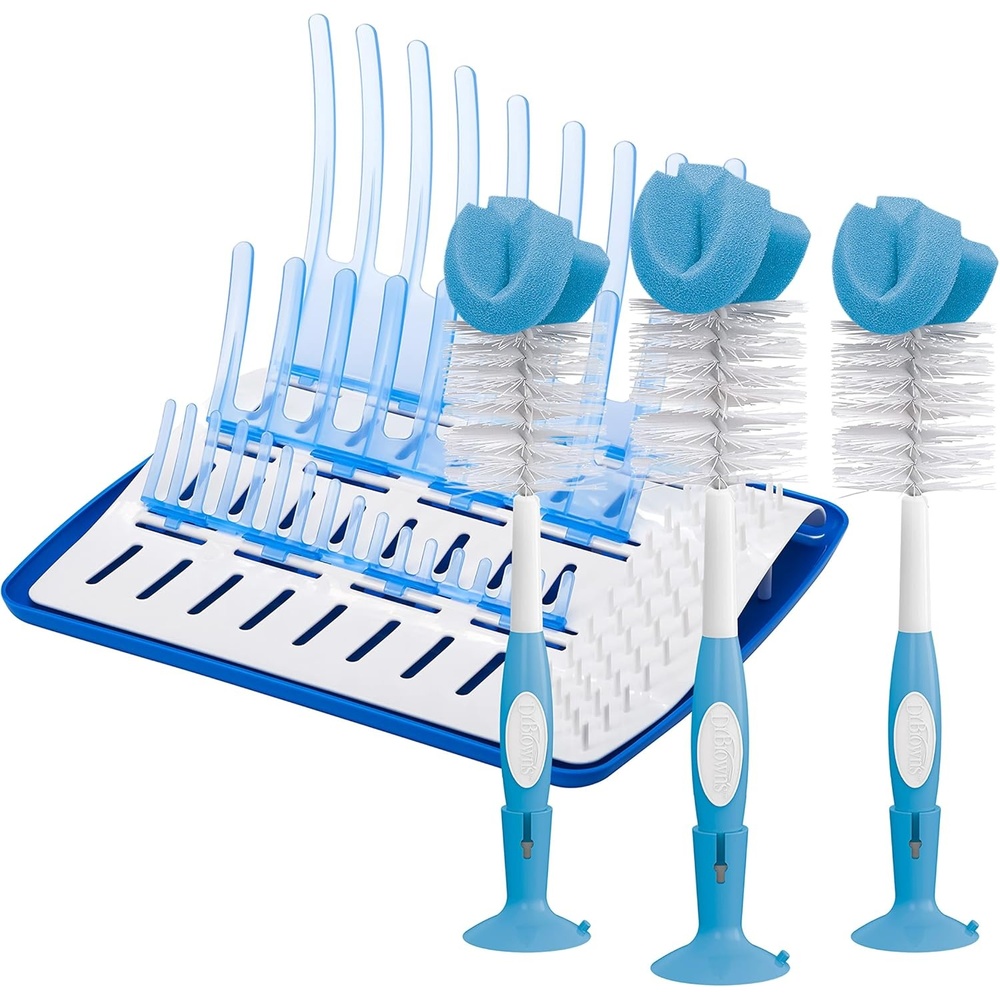 image:imageDr Browns Reusable Sponge Baby Bottle Cleaning Brush with Suction Cup Stand Scrubber and Nipple Cleaner Pink 1PackBlue Bottle Brush Drying Rack