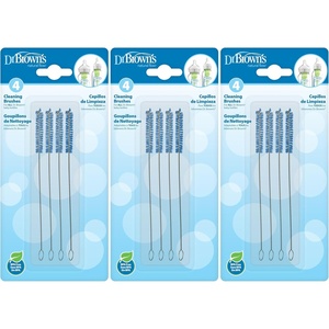 image:imageDr Browns Natural Flow Reusable Baby Bottle Vent System and Reservoir Cleaning Bristle Brush BPA Free Blue Brushes 4Pack12 Pack