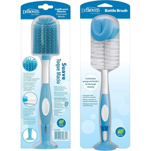 image:imageDr Browns Reusable Sponge Baby Bottle Cleaning Brush with Suction Cup Stand Scrubber and Nipple Cleaner BPAFree Gray 1PackBlue Variety Pack
