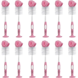 image:imageDr Browns Reusable Sponge Baby Bottle Cleaning Brush with Suction Cup Stand Scrubber and Nipple Cleaner BPAFree Gray 1PackPink