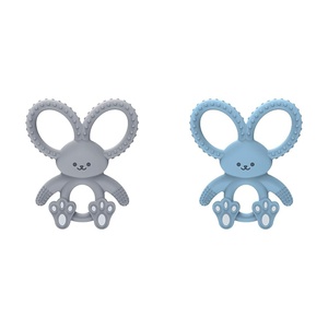 image:imageDr Browns Flexees Gray amp Blue Bunny 100 Silicone Baby Teethers BPA Free for 3 Months Babies