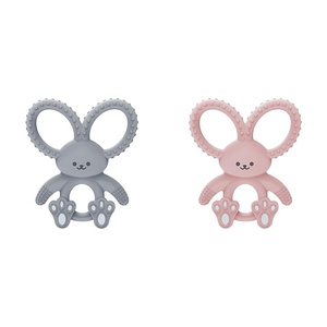 image:imageDr Browns Flexees Gray amp Pink Bunny Silicone Baby Teethers BPA Free for 3 Months Babies