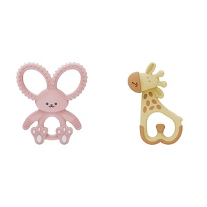 image:imageDr Browns Flexees Pink Bunny amp Ridgees Giraffe Silicone Baby Teethers Designed for 3m Infants