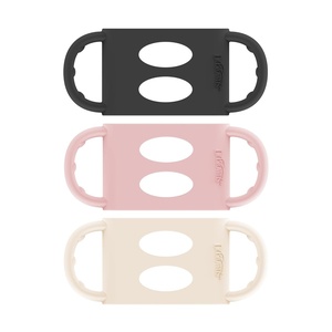 image:imageDr Browns Milestones 100 Silicone Baby Bottle Handles WideNeck Ecru 2 PackBlack  Ecru  Pink