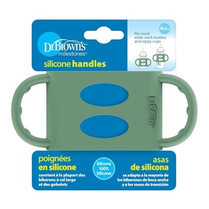 image:imageDr Browns Milestones 100 Silicone Baby Bottle Handles WideNeck Ecru 2 PackGreen