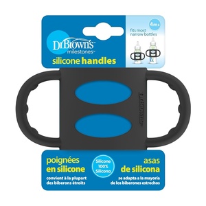 image:imageDr Browns Narrow Baby Bottle Handles 100 Silicone Easy Grip Removable Handles for Bottle to Sippy Cup Transition Black 4mBlack
