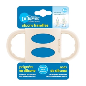 image:imageDr Browns Narrow Baby Bottle Handles 100 Silicone Easy Grip Removable Handles for Bottle to Sippy Cup Transition Black 4mEcru