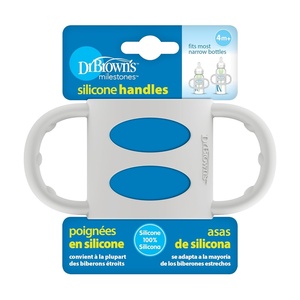 image:imageDr Browns Narrow Baby Bottle Handles 100 Silicone Easy Grip Removable Handles for Bottle to Sippy Cup Transition Black 4mGray