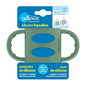 image:imageDr Browns Narrow Baby Bottle Handles 100 Silicone Easy Grip Removable Handles for Bottle to Sippy Cup Transition Black 4mGreen
