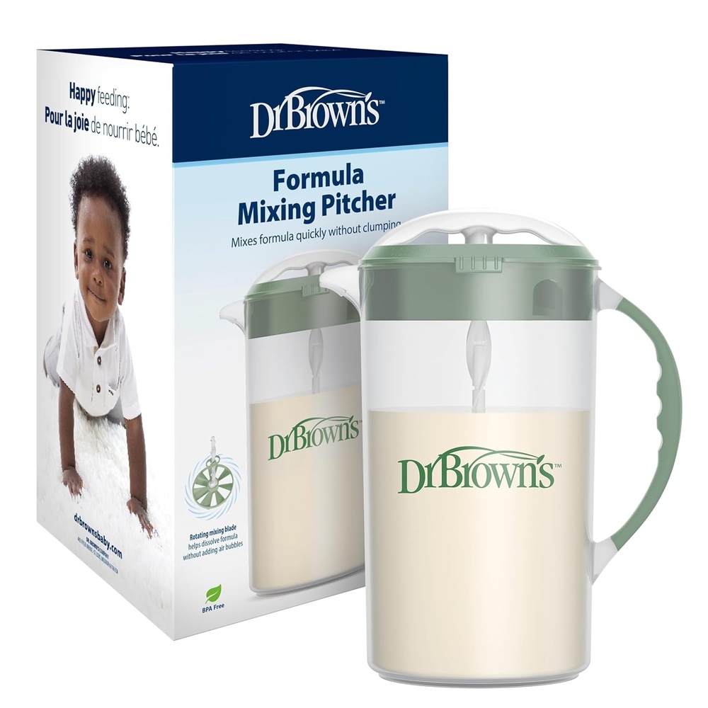 image:imageDr Browns Baby Formula Mixing Pitcher with Adjustable Stopper Locking Lid amp No Drip Spout 36oz BPA Free Olive32 Ounces